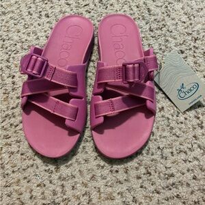 Chaco Fuchsia Kids Slide Sandals
